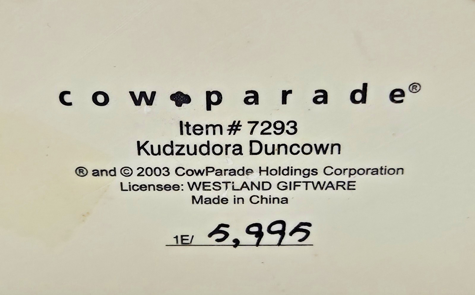 VTG Cow Parade Kudzudora Duncown 7293 LIMITED EDITION Statue Figurine FREE SHIP
