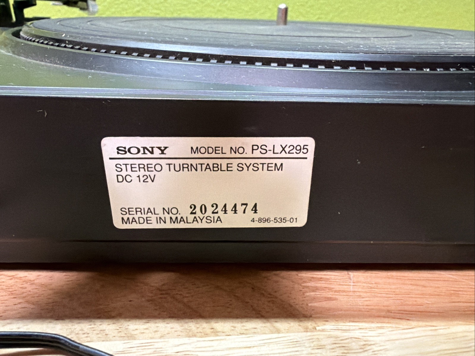 Sony Automatic Stereo Turntable System Ps-LX295 Untested