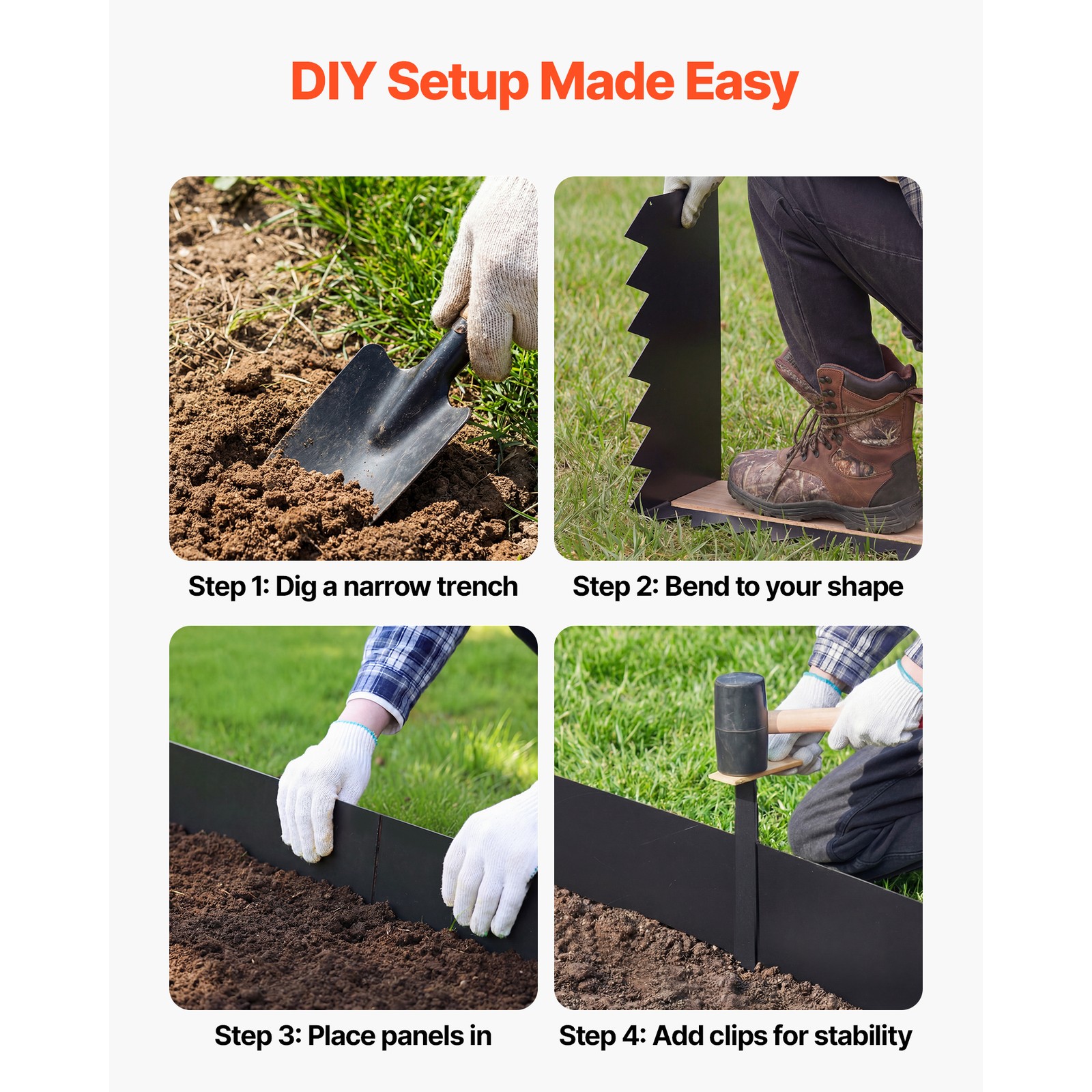 Uimoso Galvanized Steel Landscape Edging 40 x10 in Metal Garden Border, Set of 6