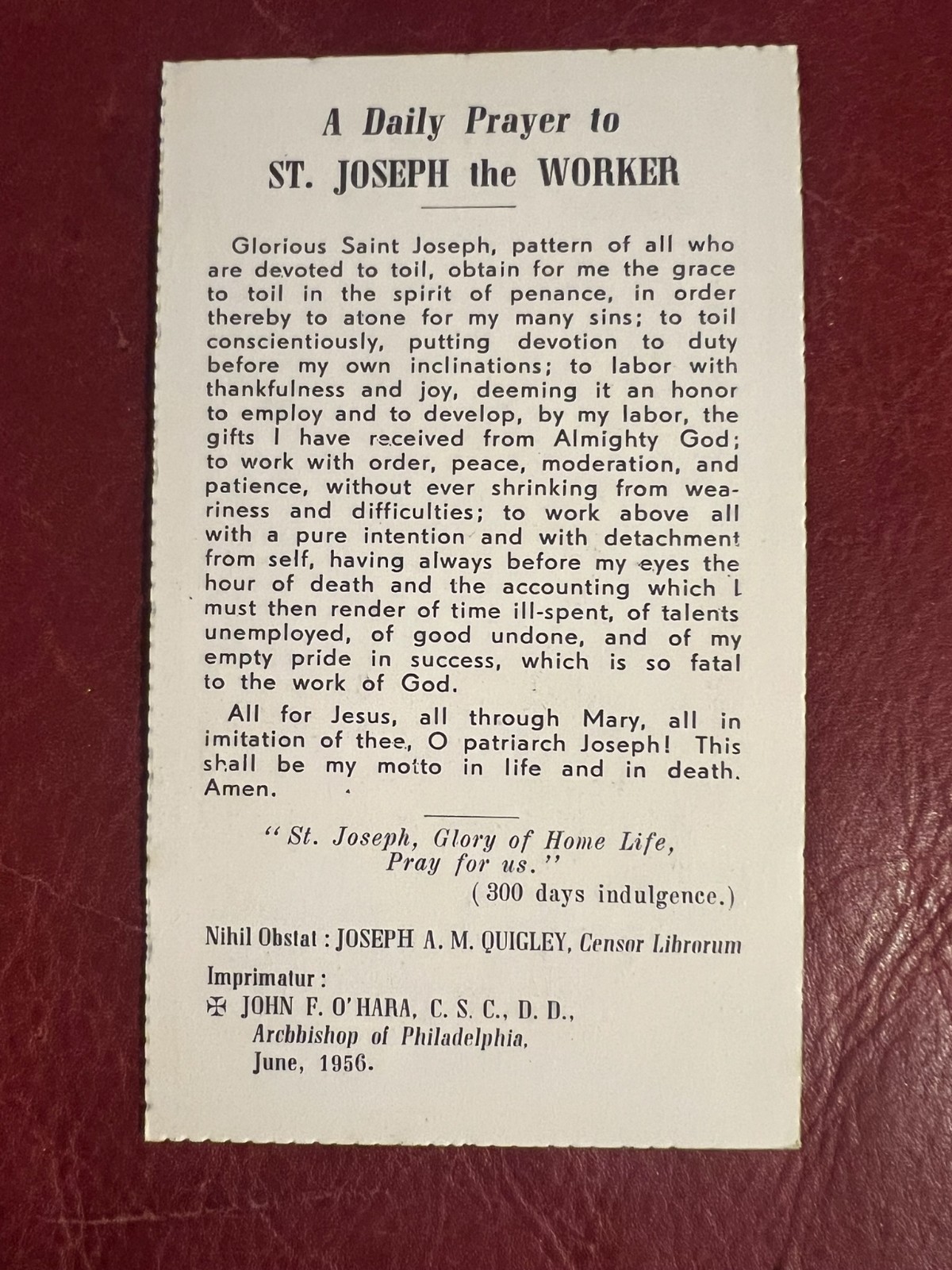 Vintage Catholic Holy Card - Gilded - St. Joseph 1950's