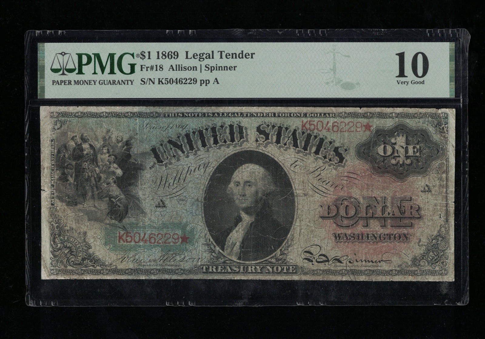 SC 1869 $1 Fr.18 “Rainbow” Legal Tender - Comment Free! PMG 10 Very Good