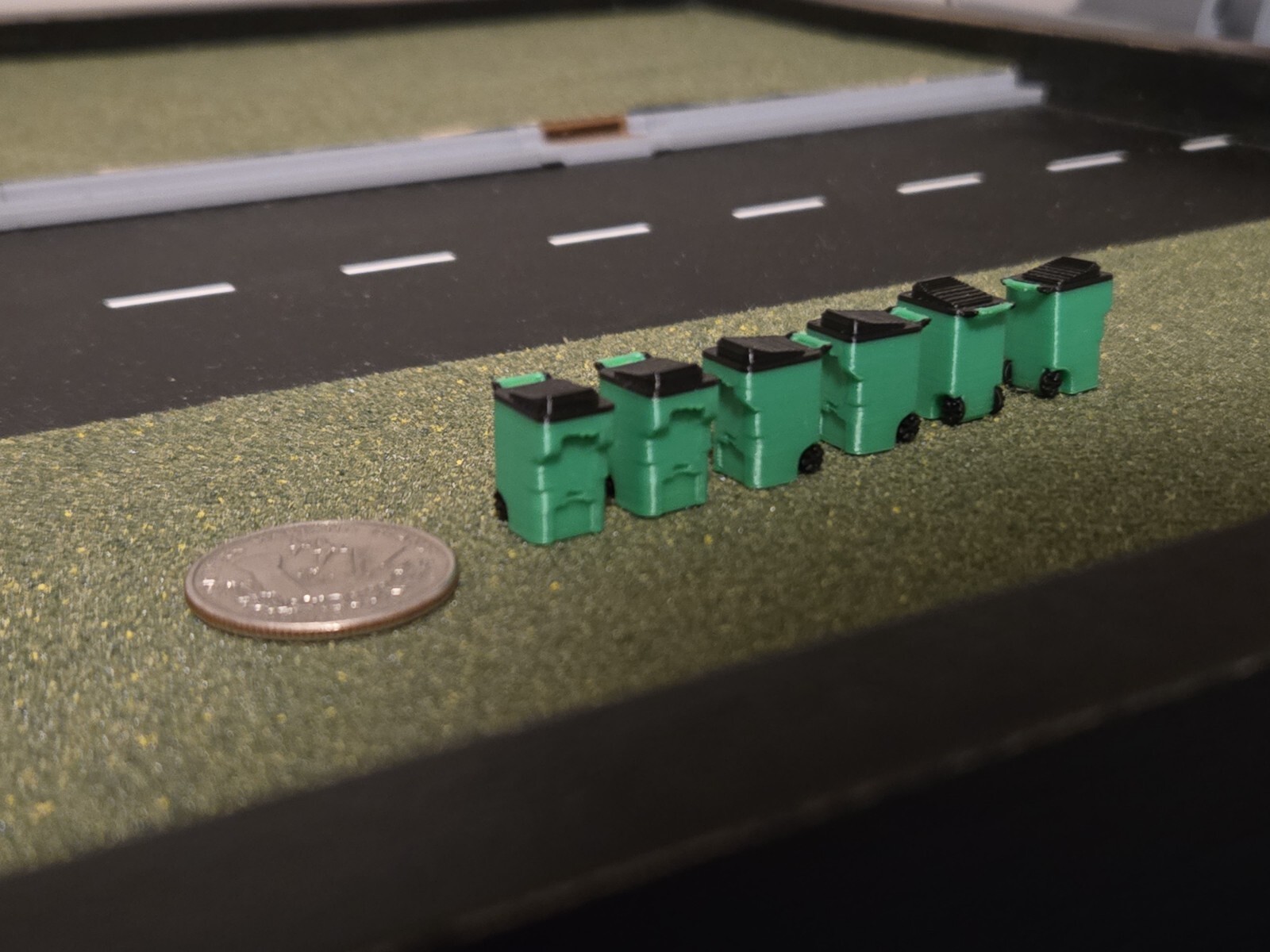 1/87 Scale Trash Bins *6 Pack* in Green