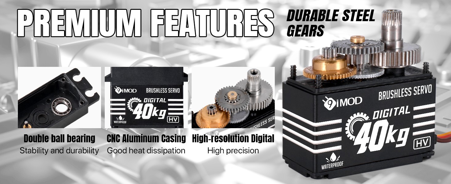 180° 40KG Brushless Servo Metal Gear Digital Servo for 1/8 1/10 RC Crawler Car