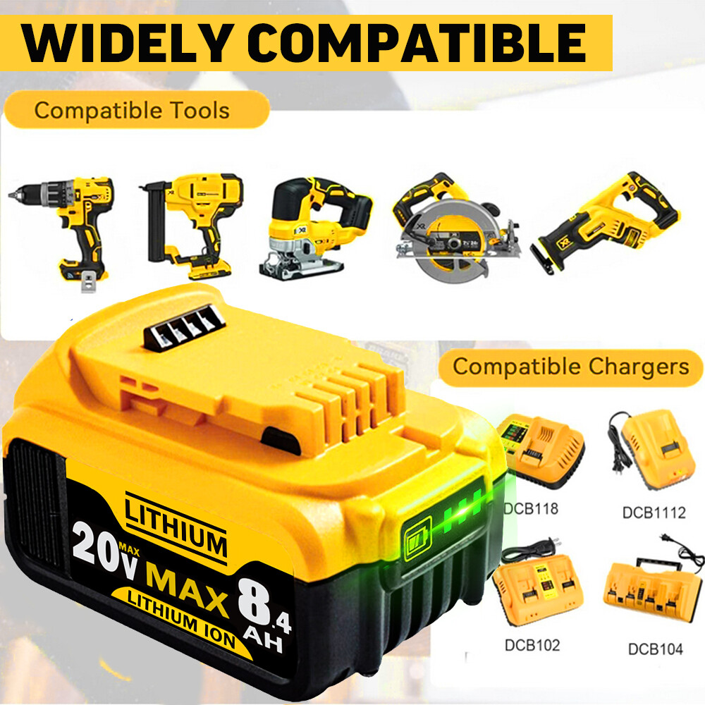 2Pack 8.0AH Lithium Ion Battery For DeWalt DCB206-2 20V 20 Volt Max XR DCB205-2