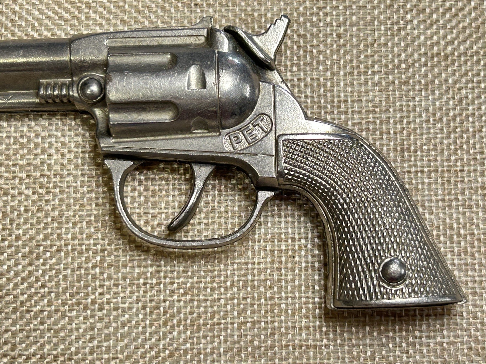 Vintage Hubley Pet Cap Gun Single Shot Mini Pistol 6" Western Cowboy Toy