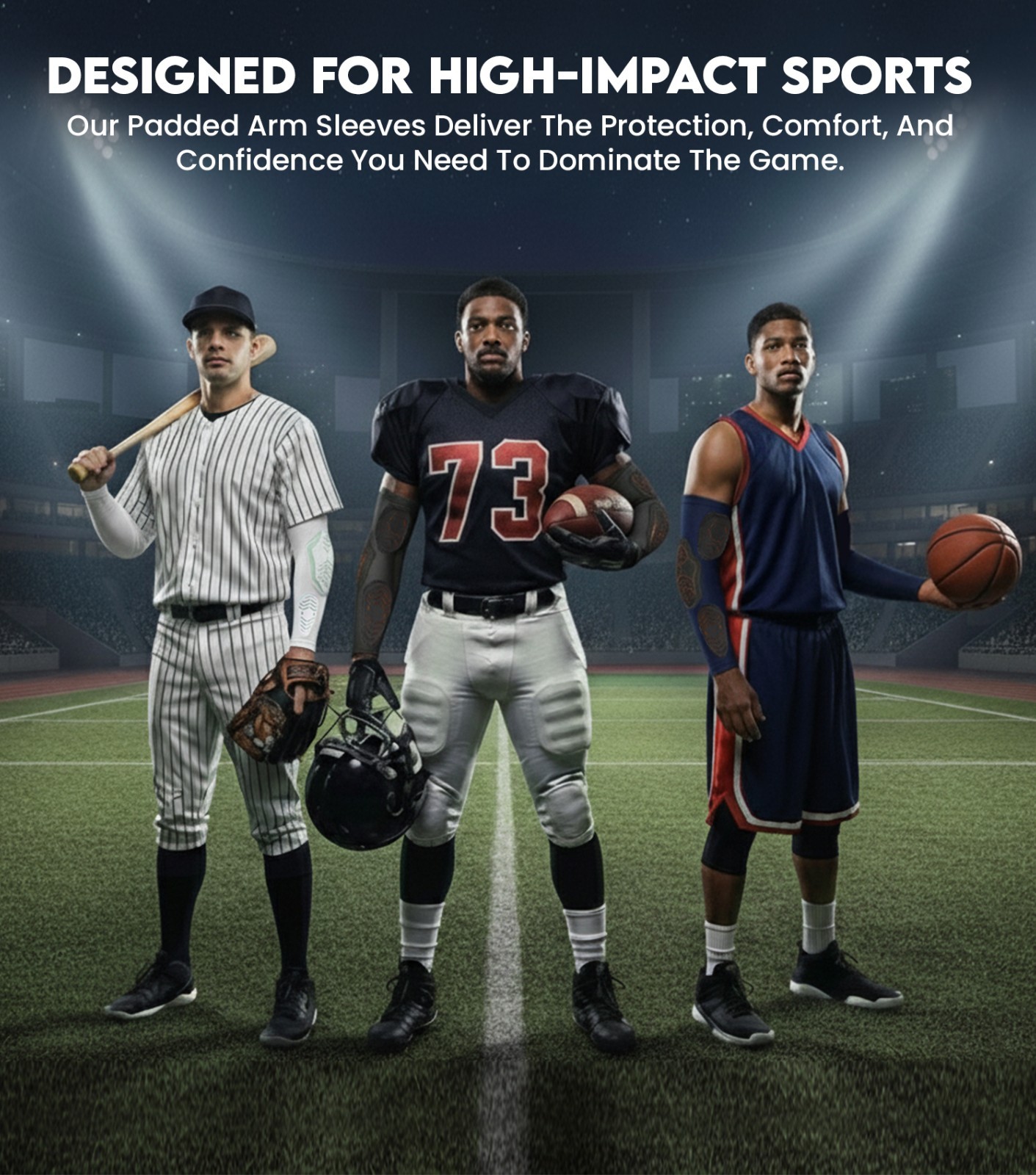 Exxact Sports Padded Arm Compression Sleeve – 3-Pad Protective Football-Baseball