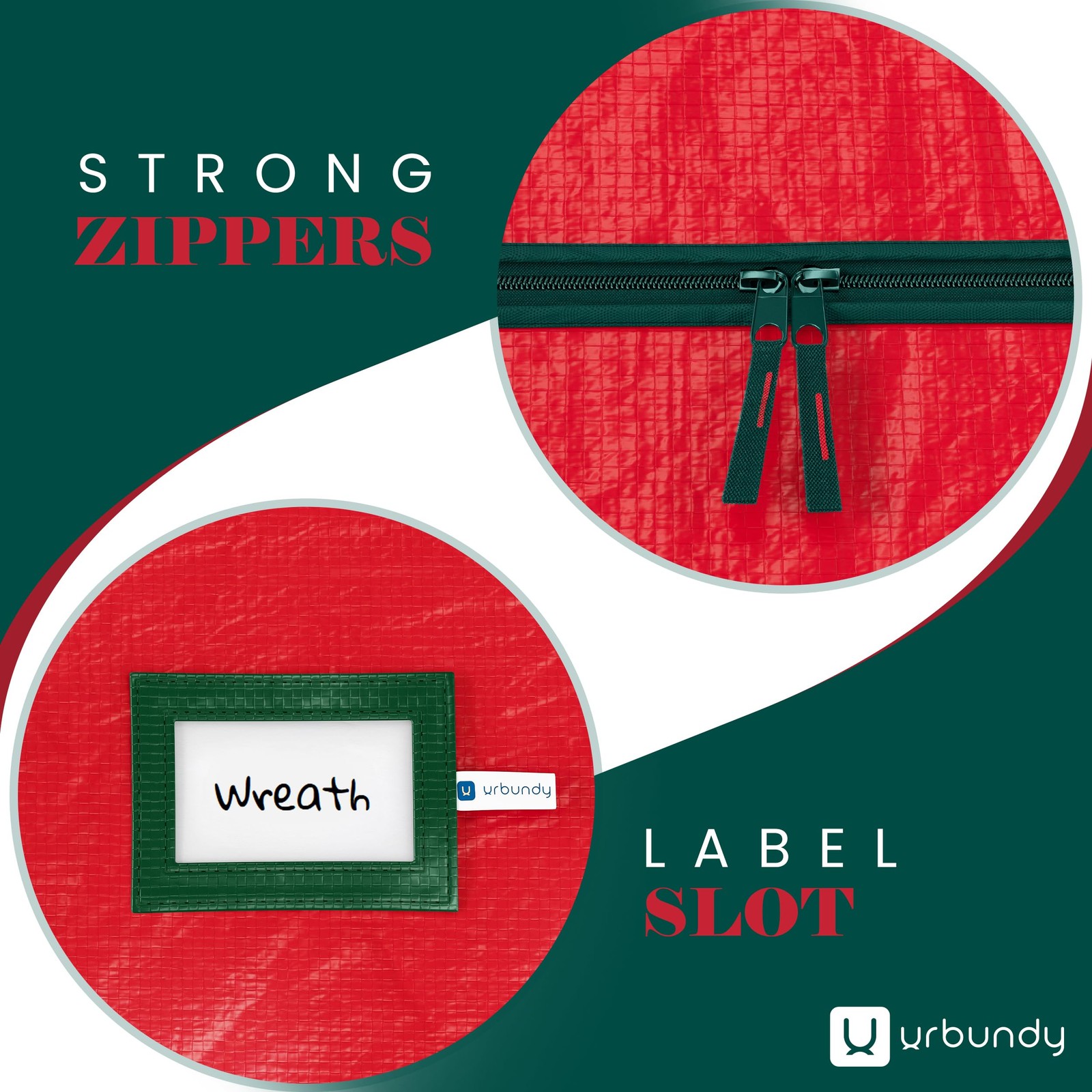 Heavy Duty Wreath Storage Bag 24 Inch 2-Pack Christmas Container Red Waterproof