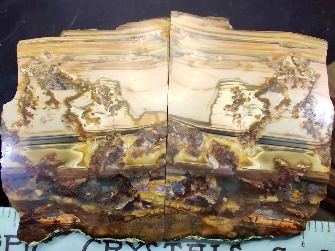 2 Matching, Polished Picture Jasper Slabs - Artistic Nature Scenes on Both Sides