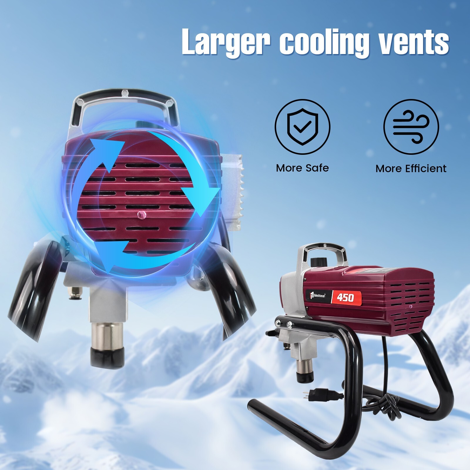 2.5HP Electric Airless Paint Sprayer High Efficient 3300PSI W/Extension Rod 110V