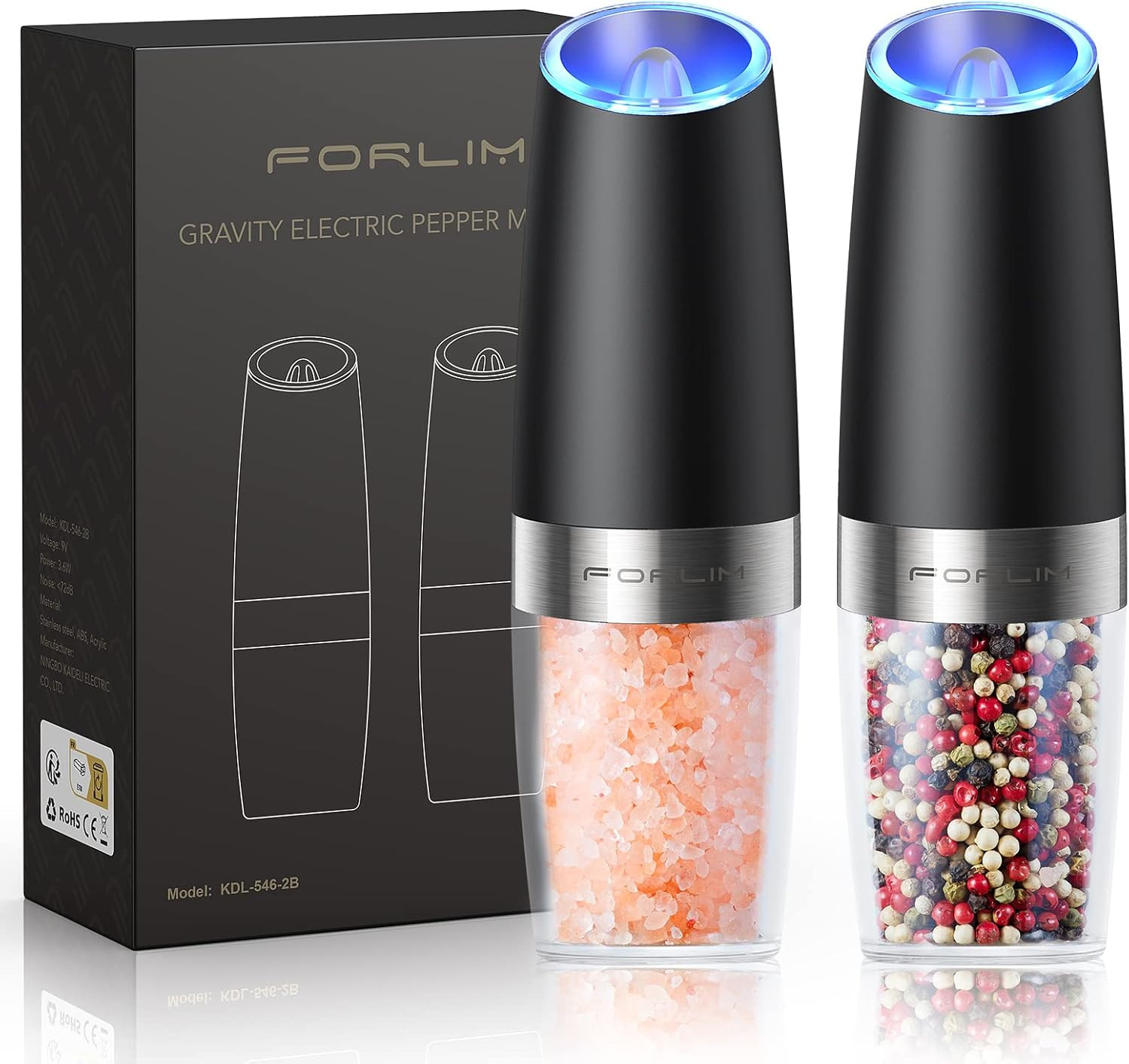 Gravity Electric Salt and Pepper Grinder Set, Automatic Pepper Grinder Shakers M