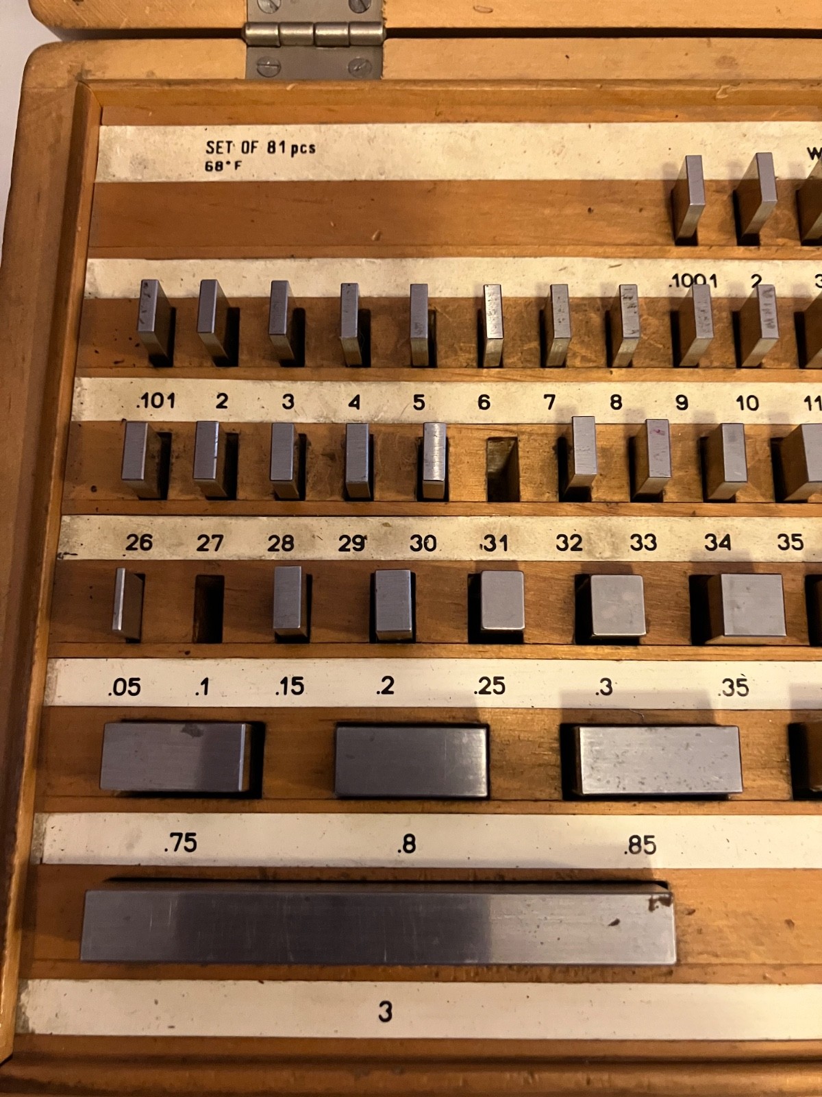 Used Precision Test Block Set, in very good condition. ( Missing .100 & .131)