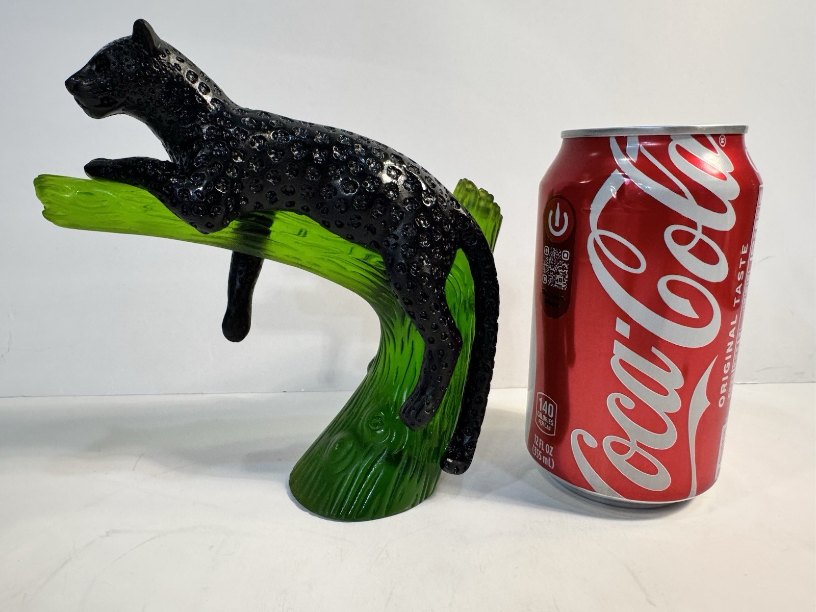 Daum Pate De Verre Black Panther On Emerald Green Tree Gorgeous And Perfect!