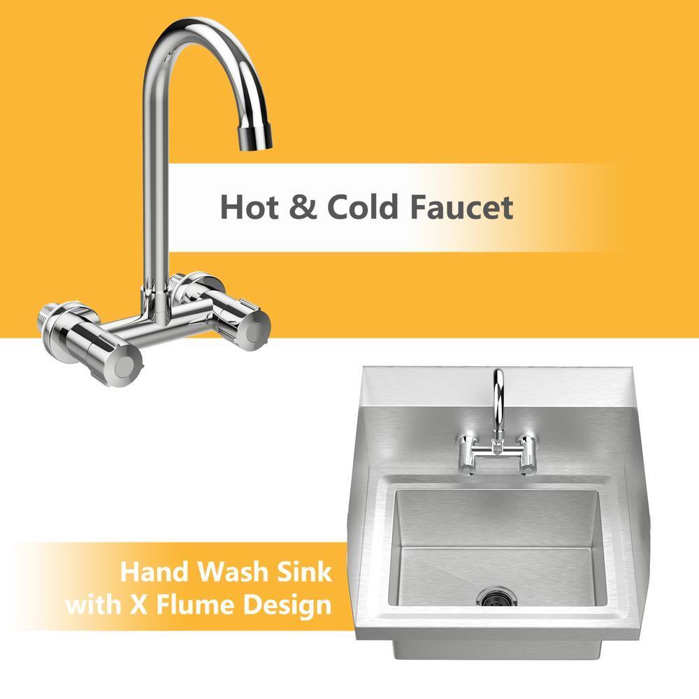 Commercial Hand Wash Sink Stainless Steel Bar/Prep Sink with Faucet for Kitchen