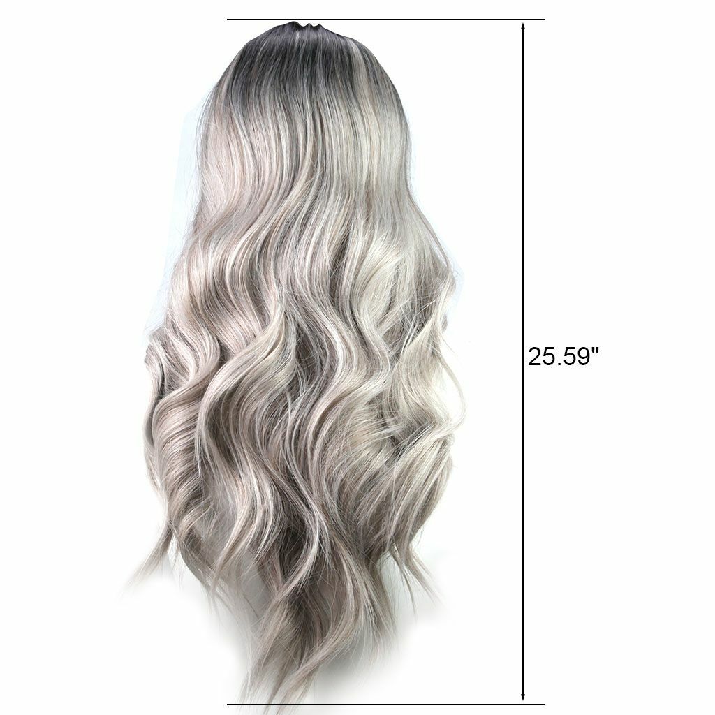 Women's Wig Long Curly Hair Wigs Hair Ombre Silver for Cosplay Party Daily Use