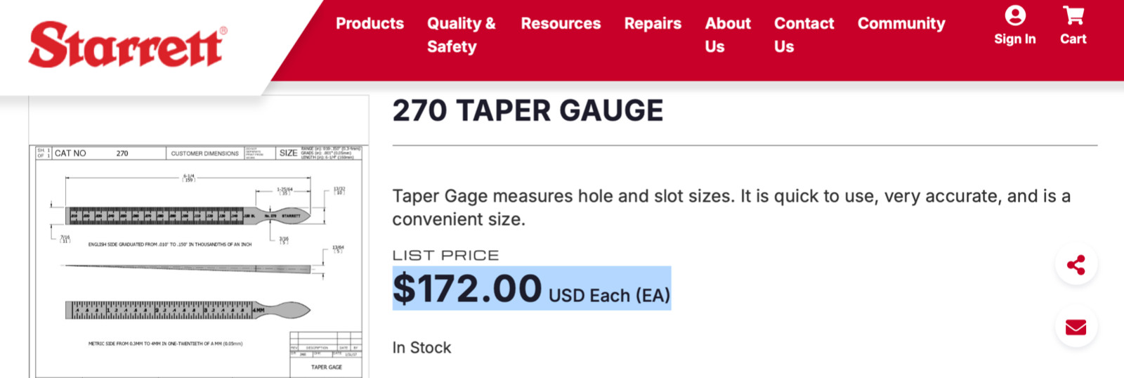 New STARRETT No. 270 Steel Taper Gauge; SAE & Metric. USA Made 🇺🇸!!