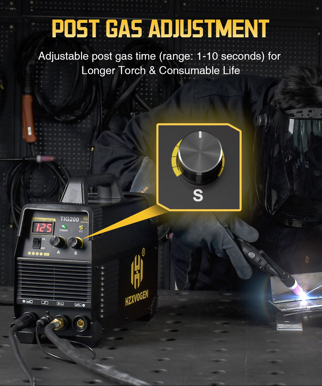 HZXVOGEN 200A TIG Welder, High-Frequency TIG/MMA 2-in-1 110/220V Welding Machine