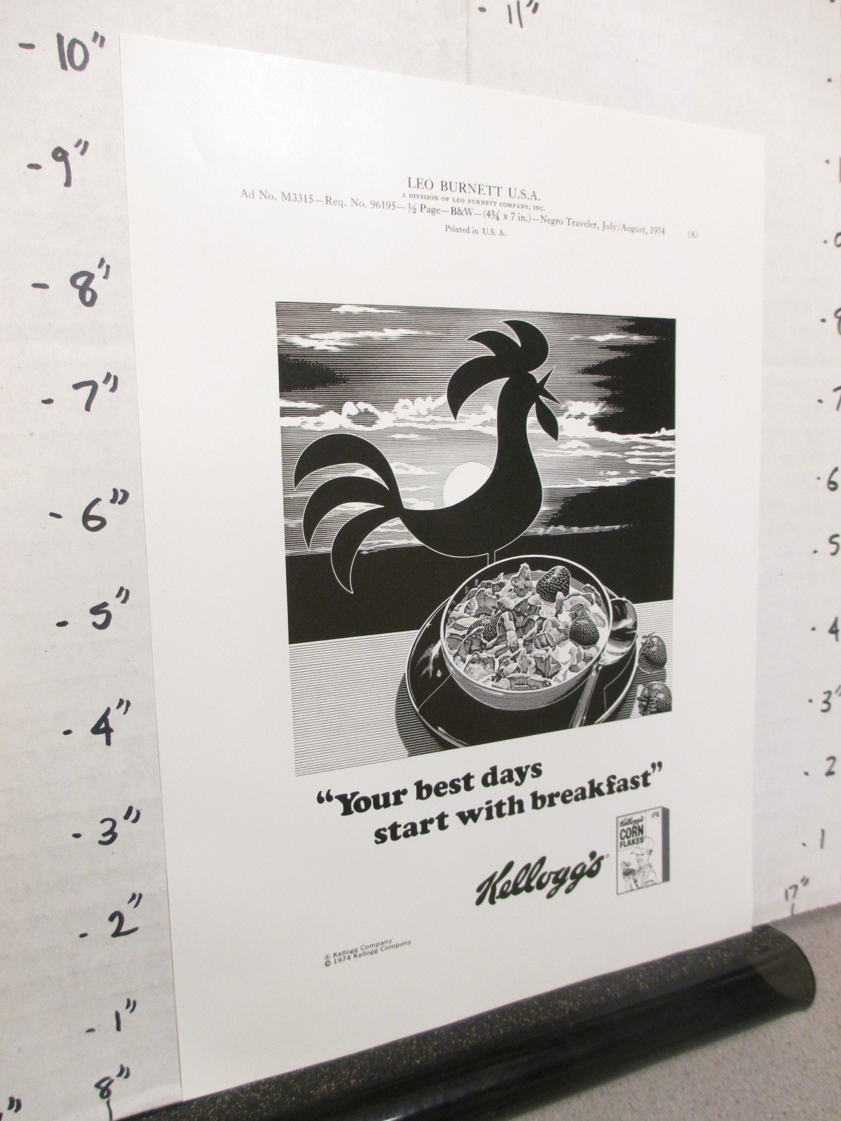 KELLOGG'S Corn Flakes cereal box 1974 (1) ad proof Negxx Traveler Green Book