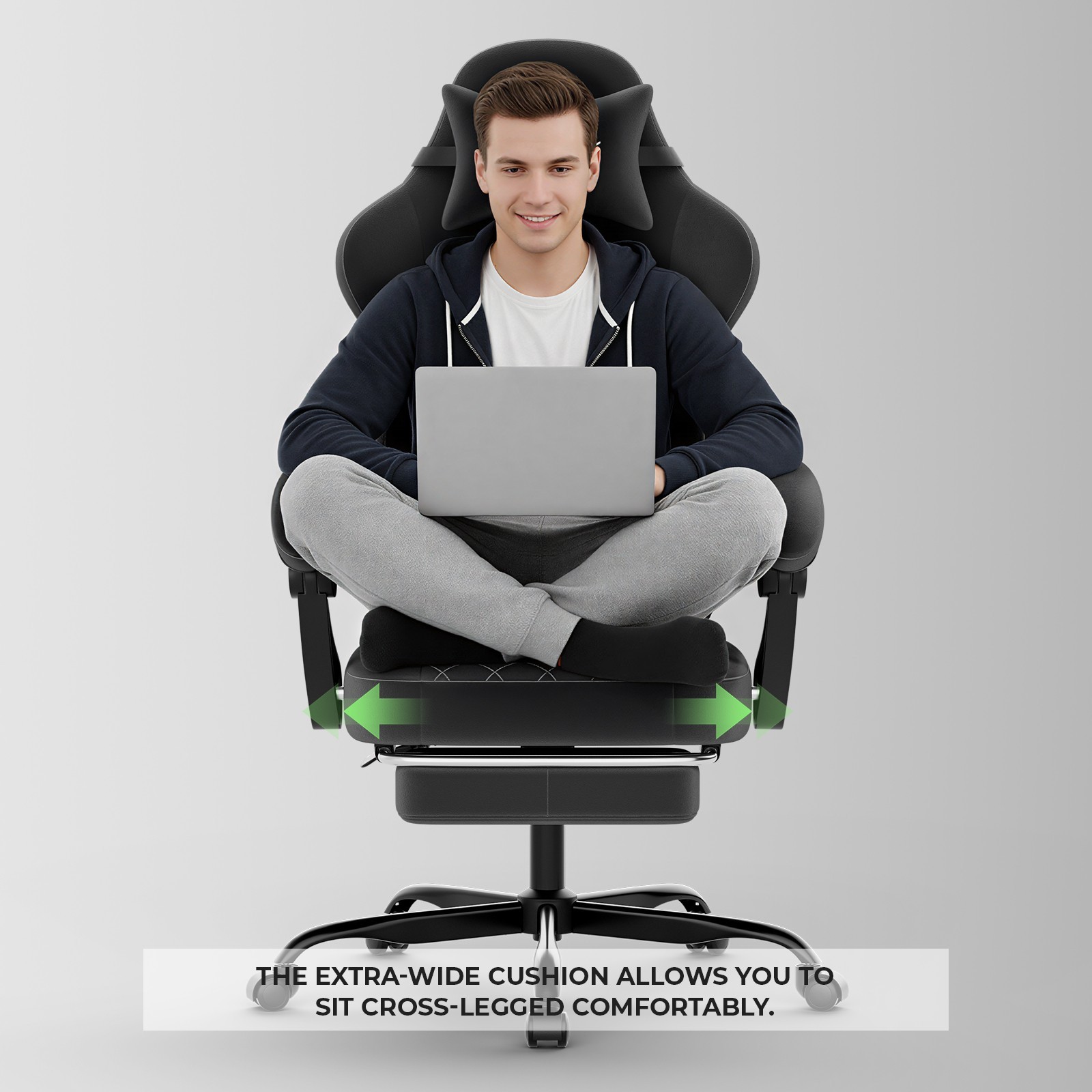 Gaming Chair with Footrest and Lumbar Support Height Adjustable Gaming Chair