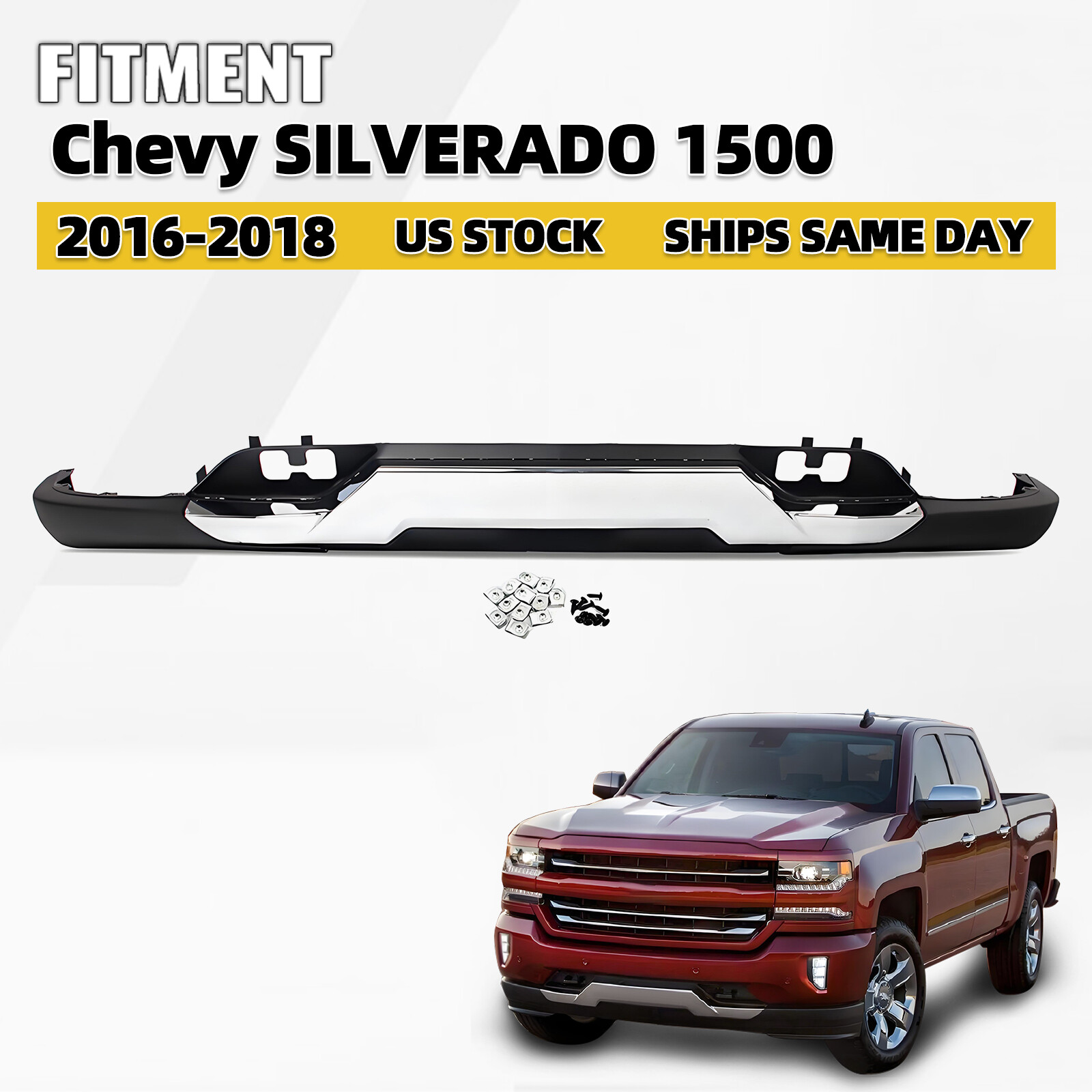For 2016-2018 Silverado 1500 Front Bumper Lower Valance With Tow Hooks