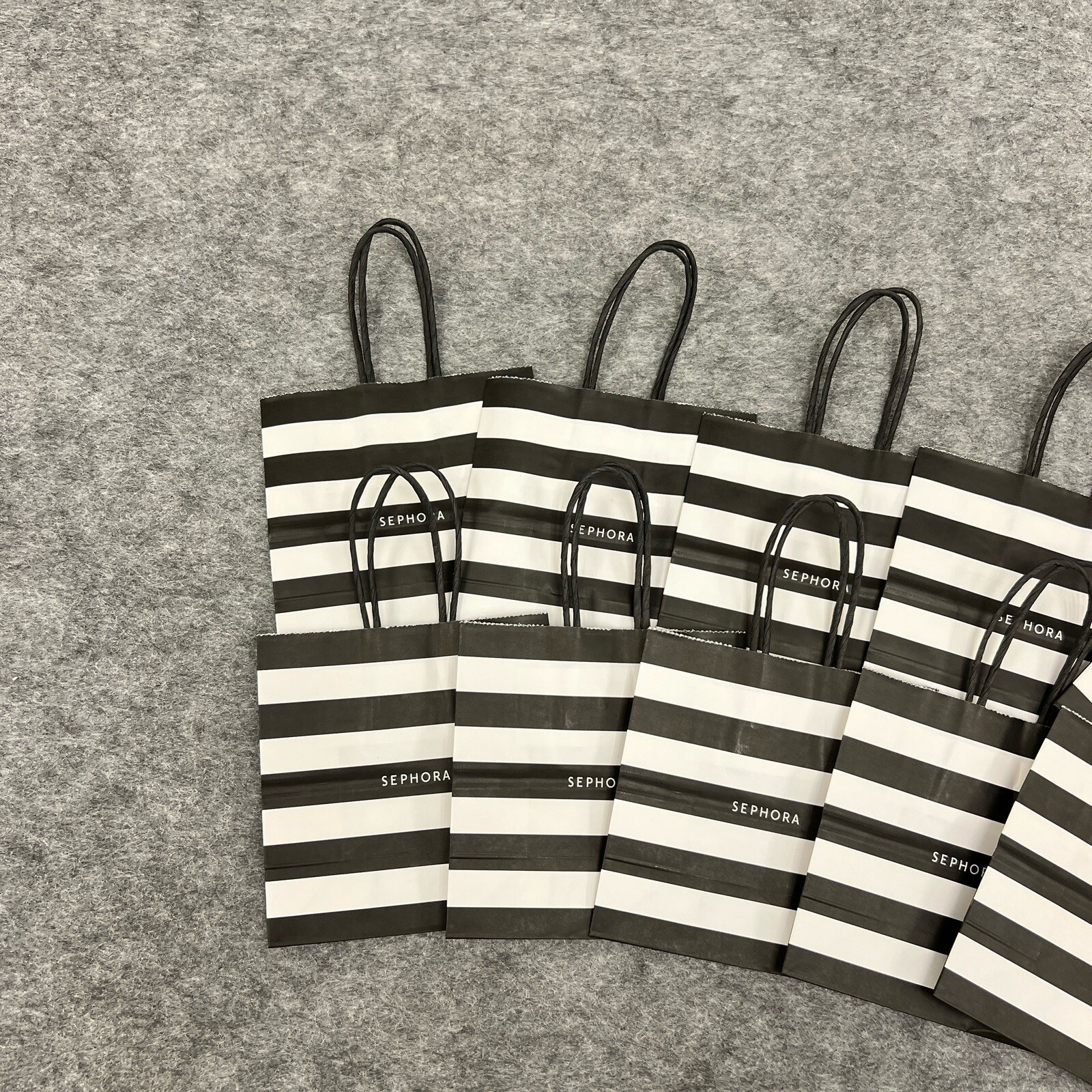 Sephora Paper Gift Bags 6X6X3 Black & White Stripes Store Lot of 10 NEW (Mini)