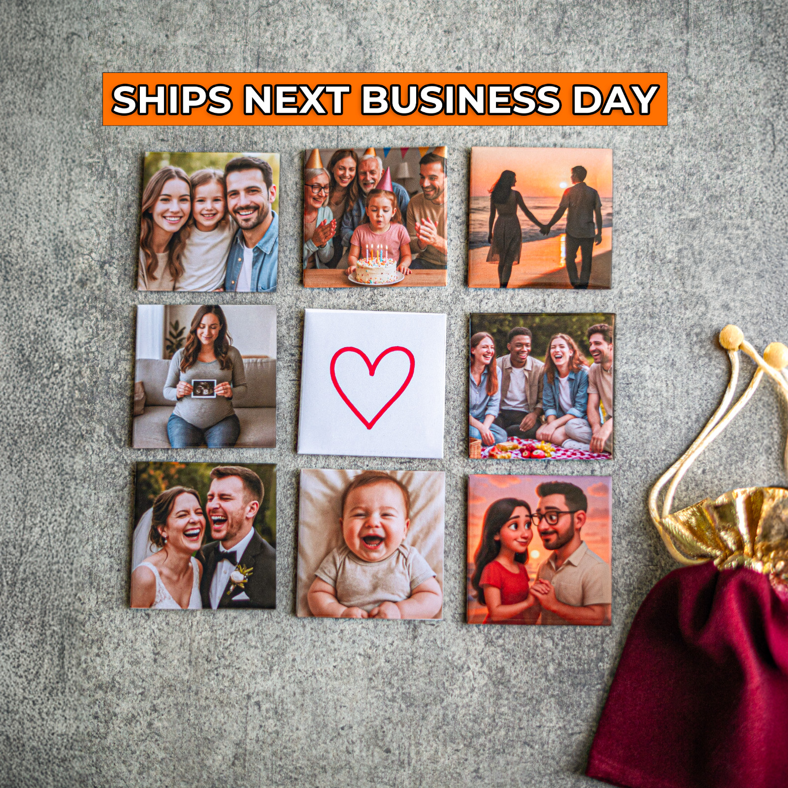 Custom Photo Magnet Personalized Picture Magnet Wedding Memorial Save The Date