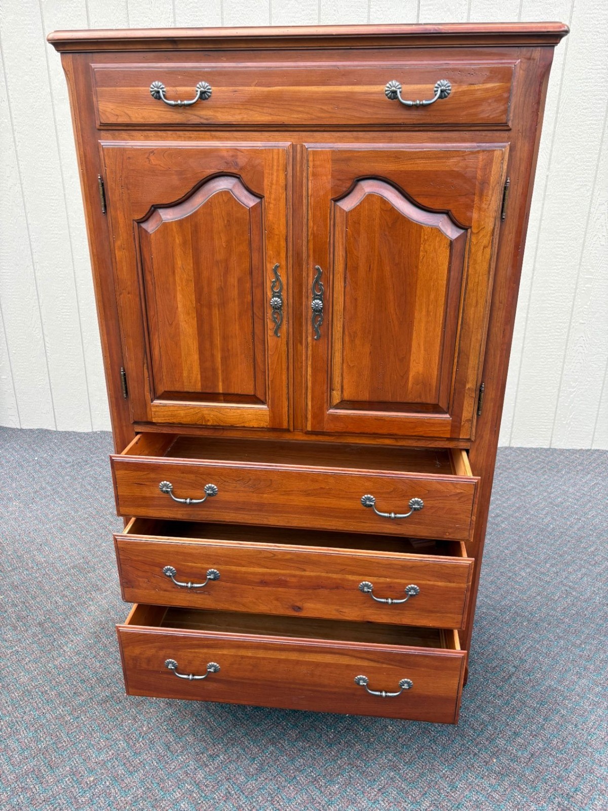 67581 Ethan Allen MAISON Cherry High Chest Dresser with Elegant Hardware