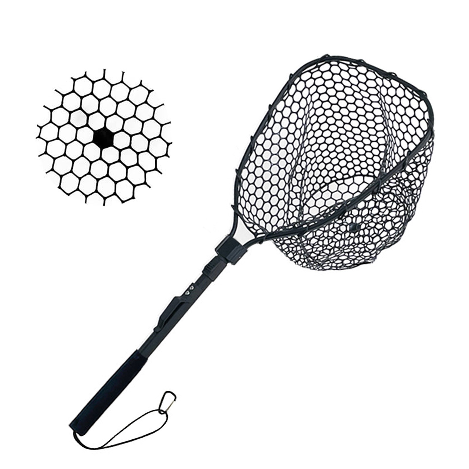 Folding Fly Fishing Landing Net Rubber Safe Catch Release Silicone Fish Nets