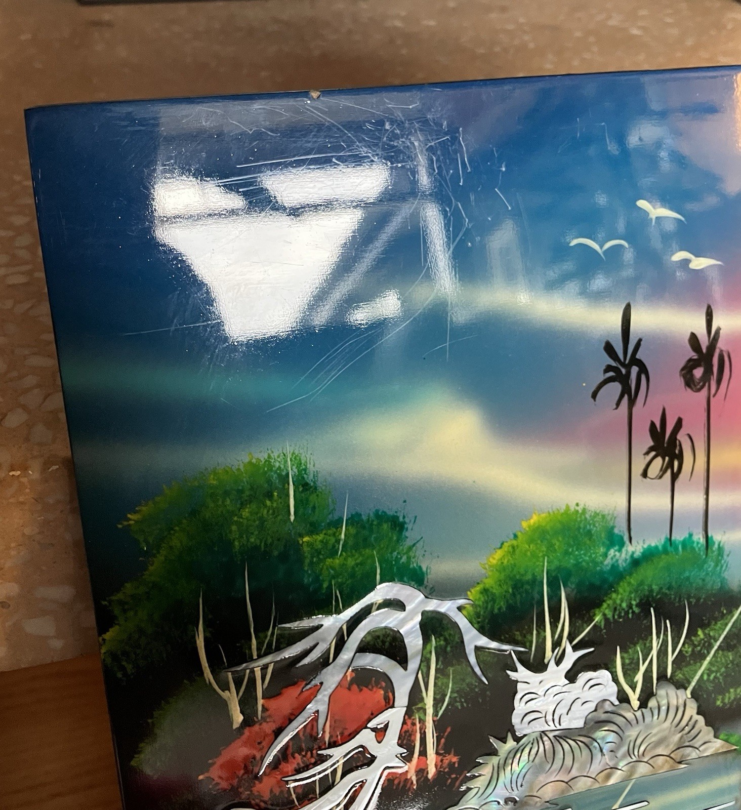 4-panel Handcrafted Vietnamese Lacquer And Mother Of Pearl Inlay Wall Art: 19X30