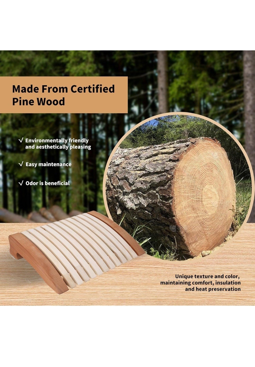 Wood Headrest Sauna Pillow Neck Support Sauna Steam Room Accessories for Shower