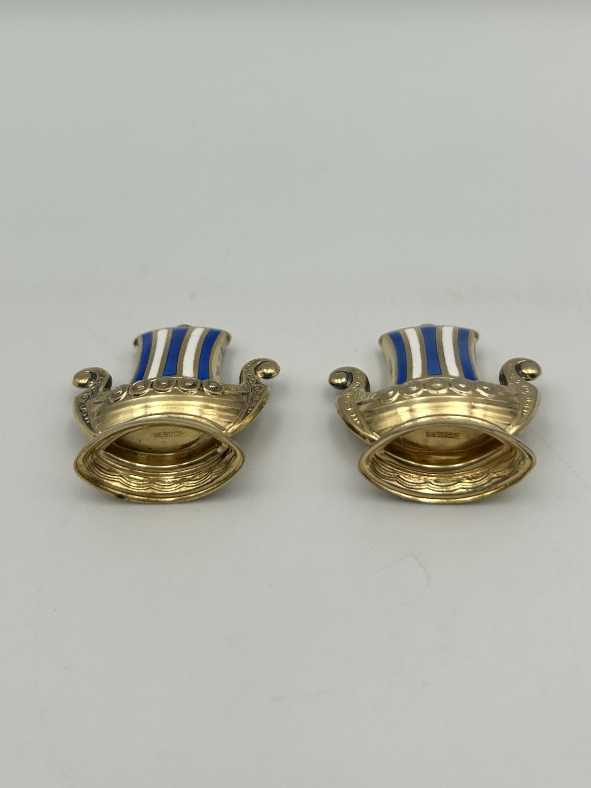 Antique Sterling Silver 925 Viking Ship Salt & Pepper Shakers Norway Holmsen