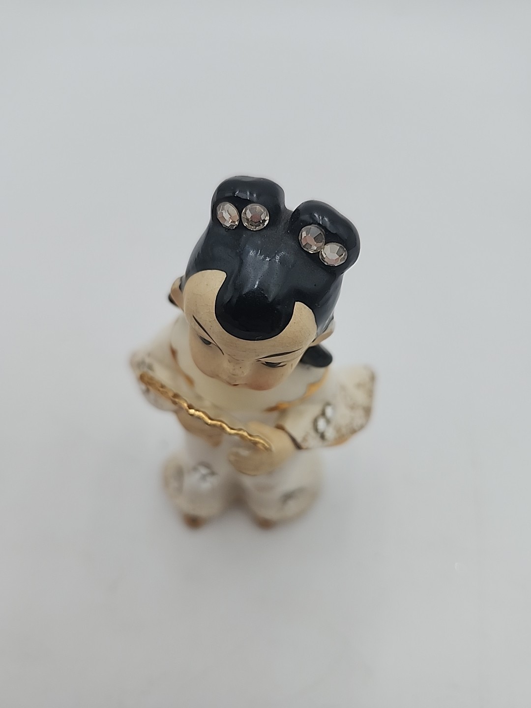 Lefton Geisha Fan Girl Figurine Vintage Rhinestone Japanese Statue Japan