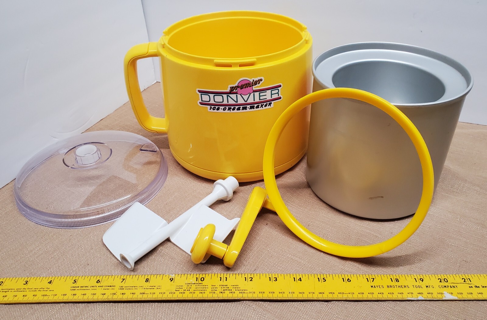 Vintage Premier Donvier 1 Qt Ice Cream Maker Yellow Hand Crank Made In Japan
