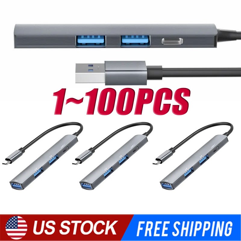 USB C Hub 4 Ports Type C to USB 3.0 Hub Adapter For MacBook Pro Mac Samsung Lot