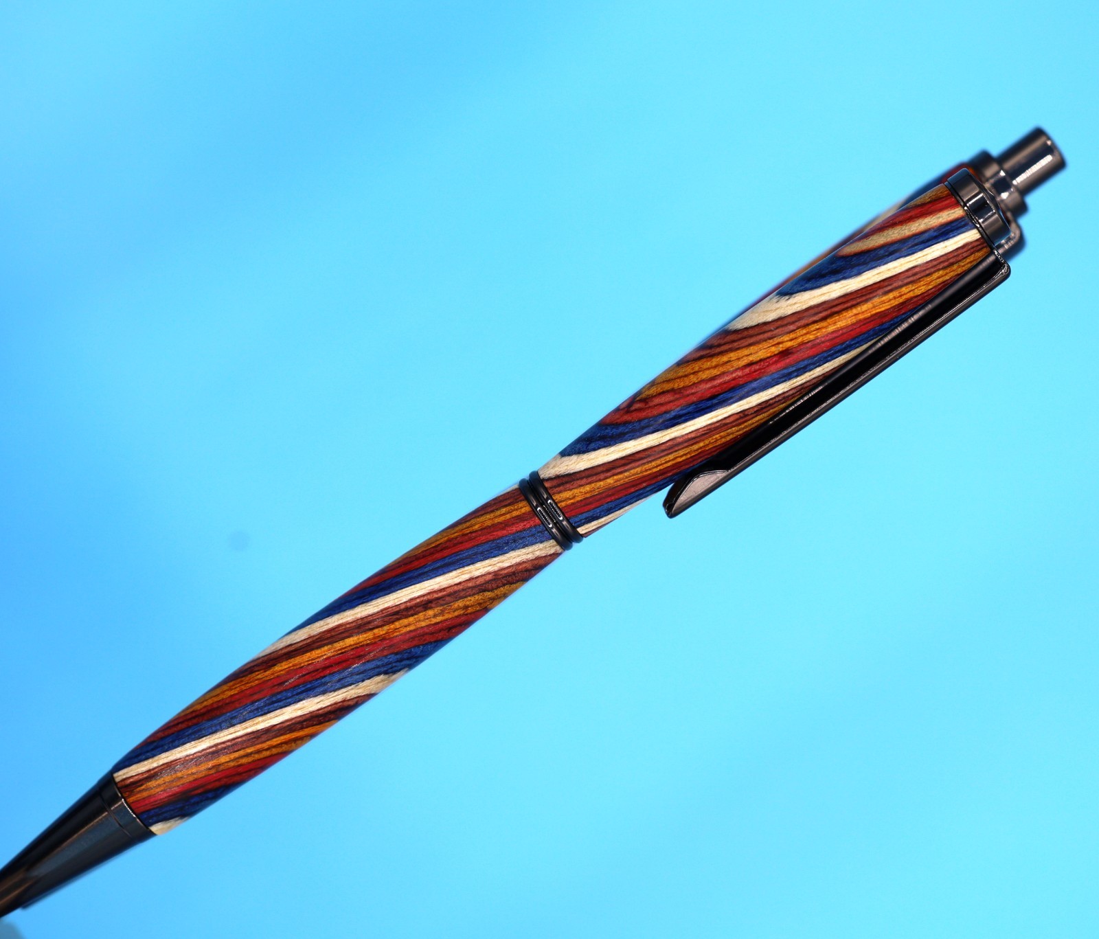 Handcrafted Slimline Pen & Pencil Set in Gun Metal, Color Grain Wood & Zip Case