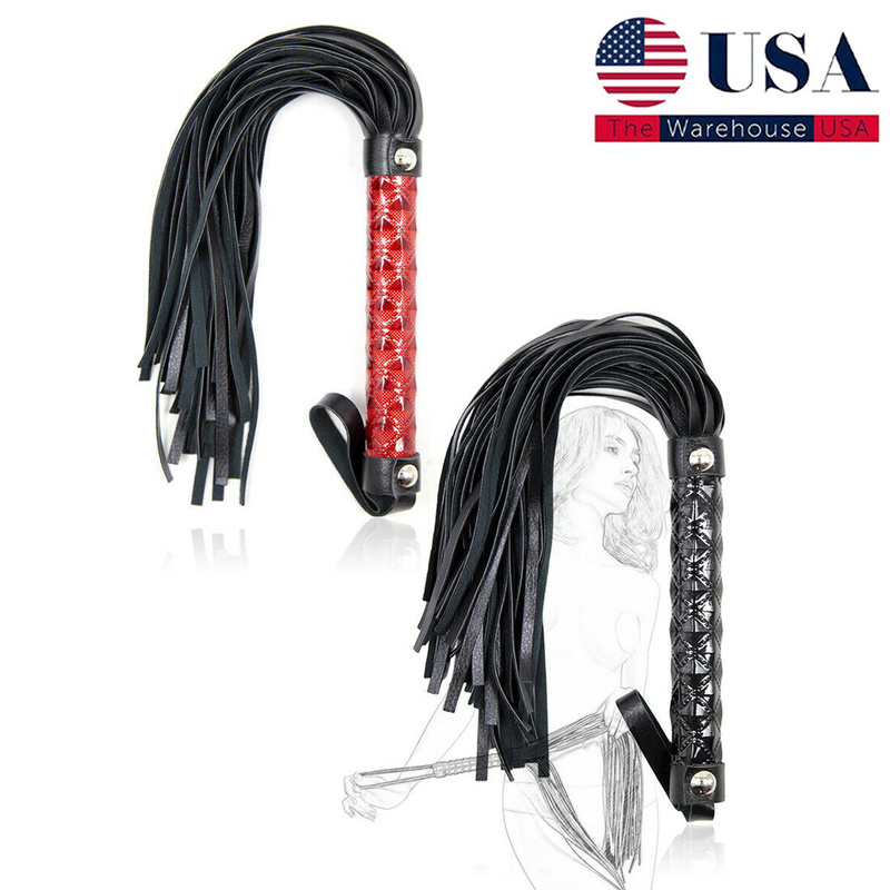 SM PU Leather Handle Whip for Couples Spanking Flogger Crop Slave Adult Tassel