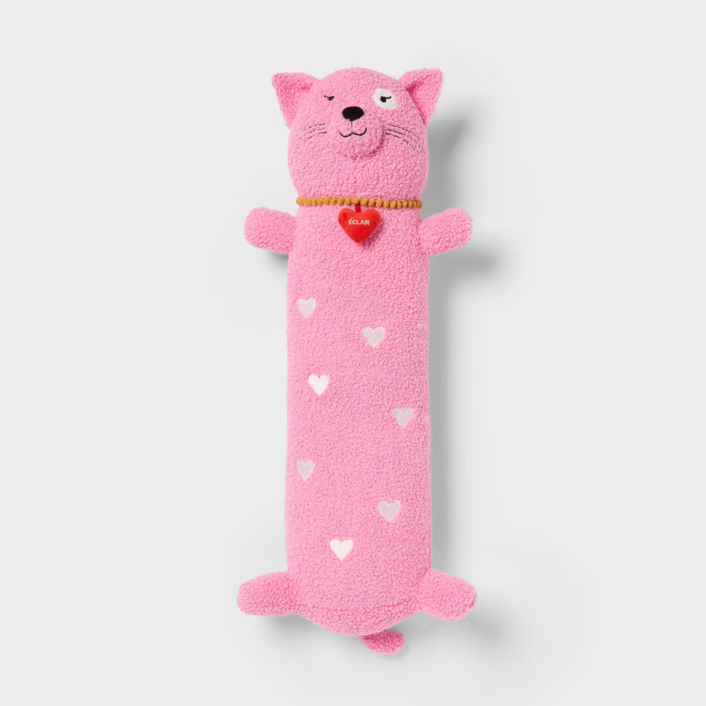 Cat Kids' Long Weighted Plush Throw Pillow Pink - Pillowfort