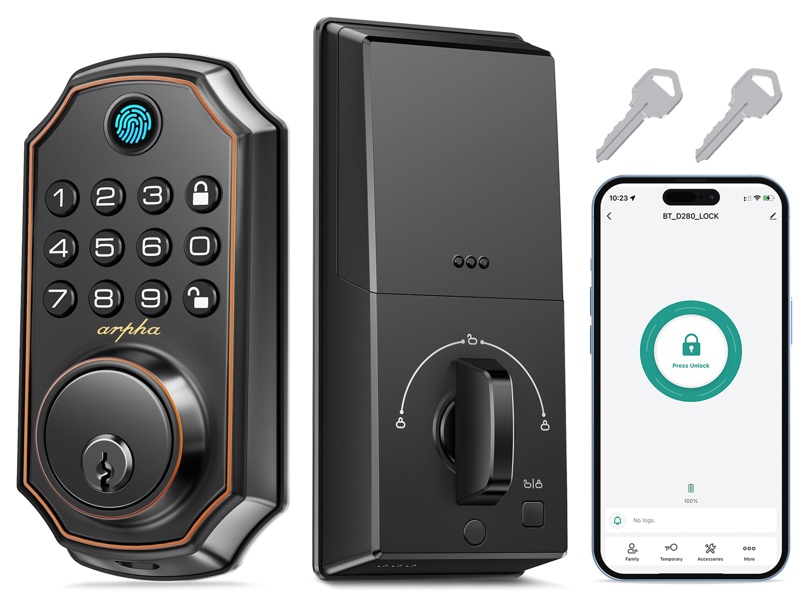 ARPHA Fingerprint Door Lock Biometric Smart Lock APP Bluetooth Keyless Deadbolt