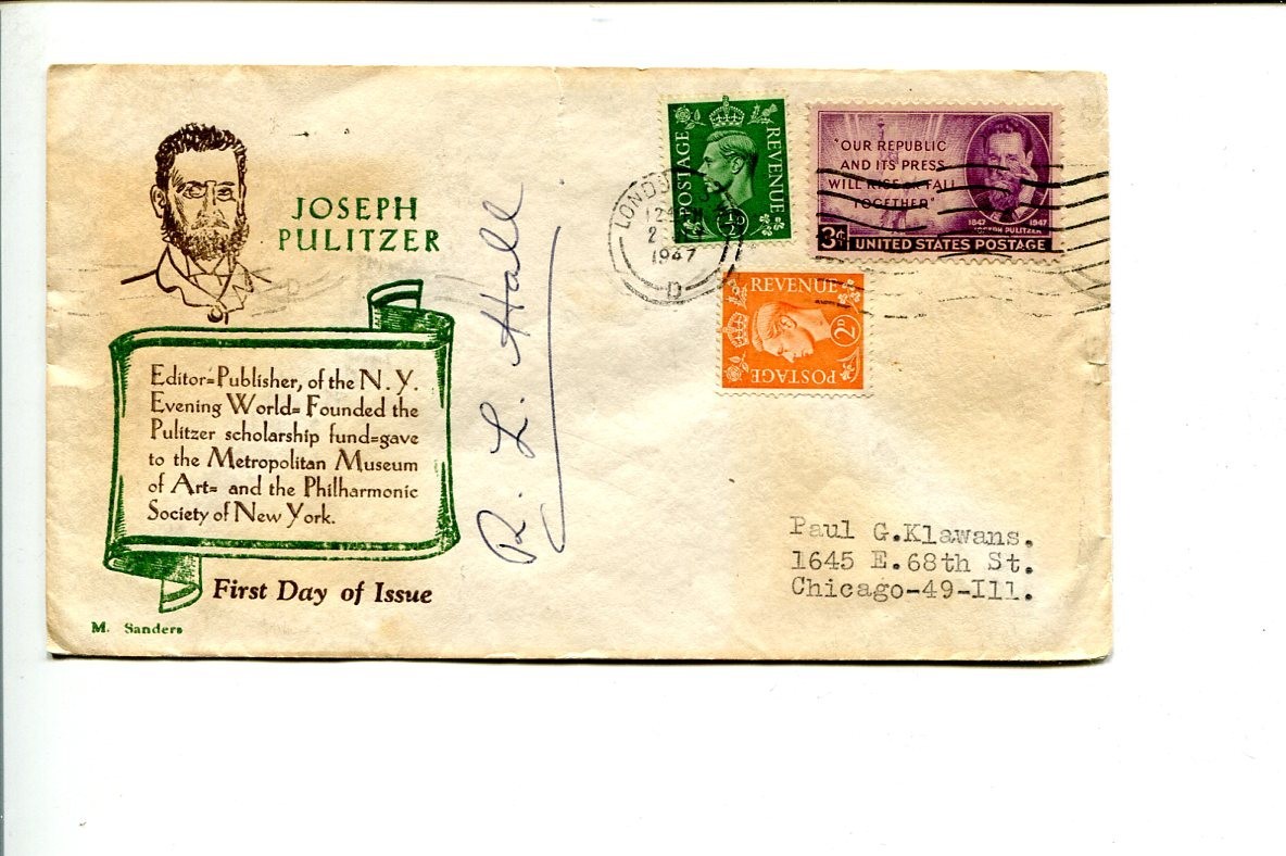 R. L. Hall United Nations UK British Diplomat Signed Autograph FDC