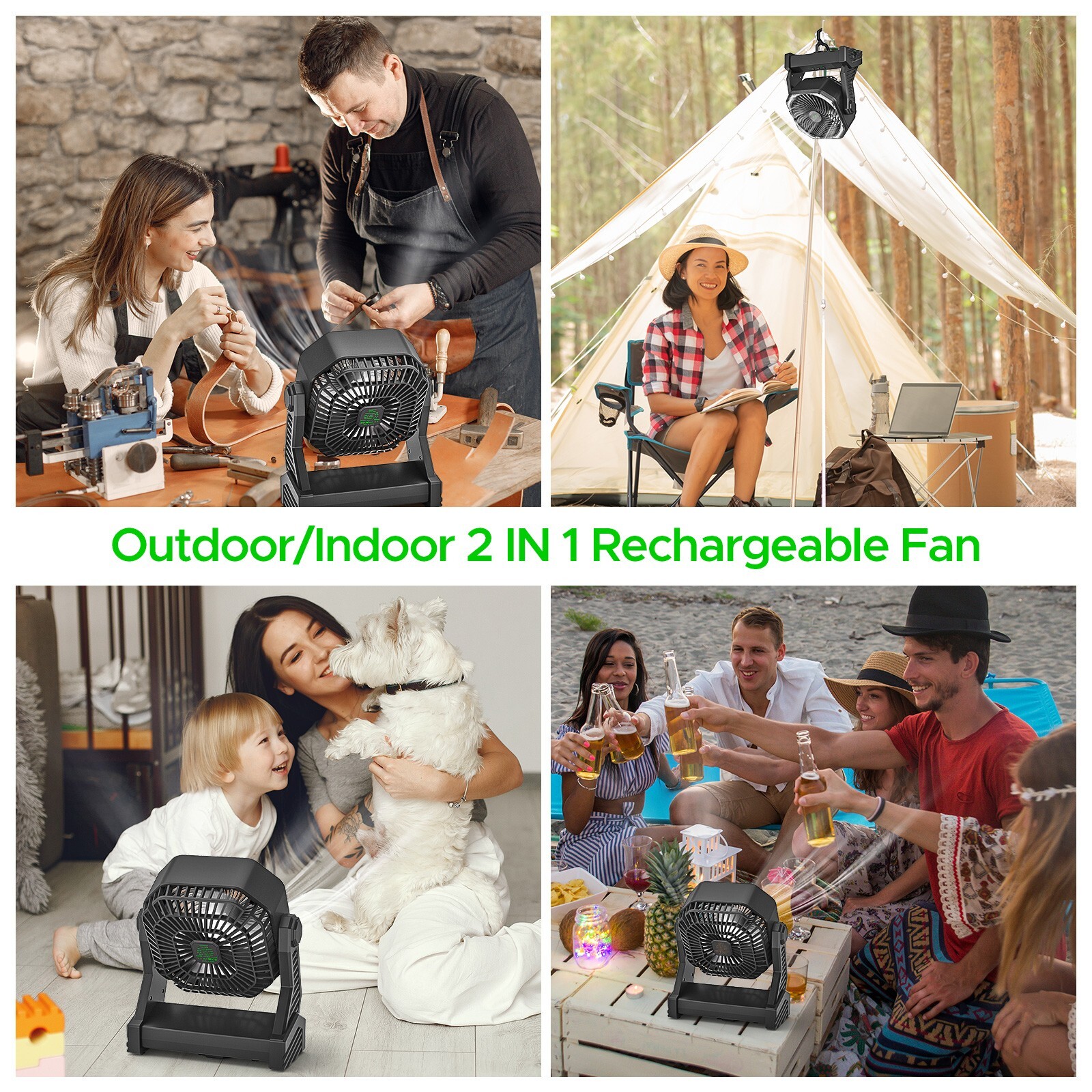 Up to 58hours Battery Portable Camping Fan with 20000mAh Rechargeable Power Bank