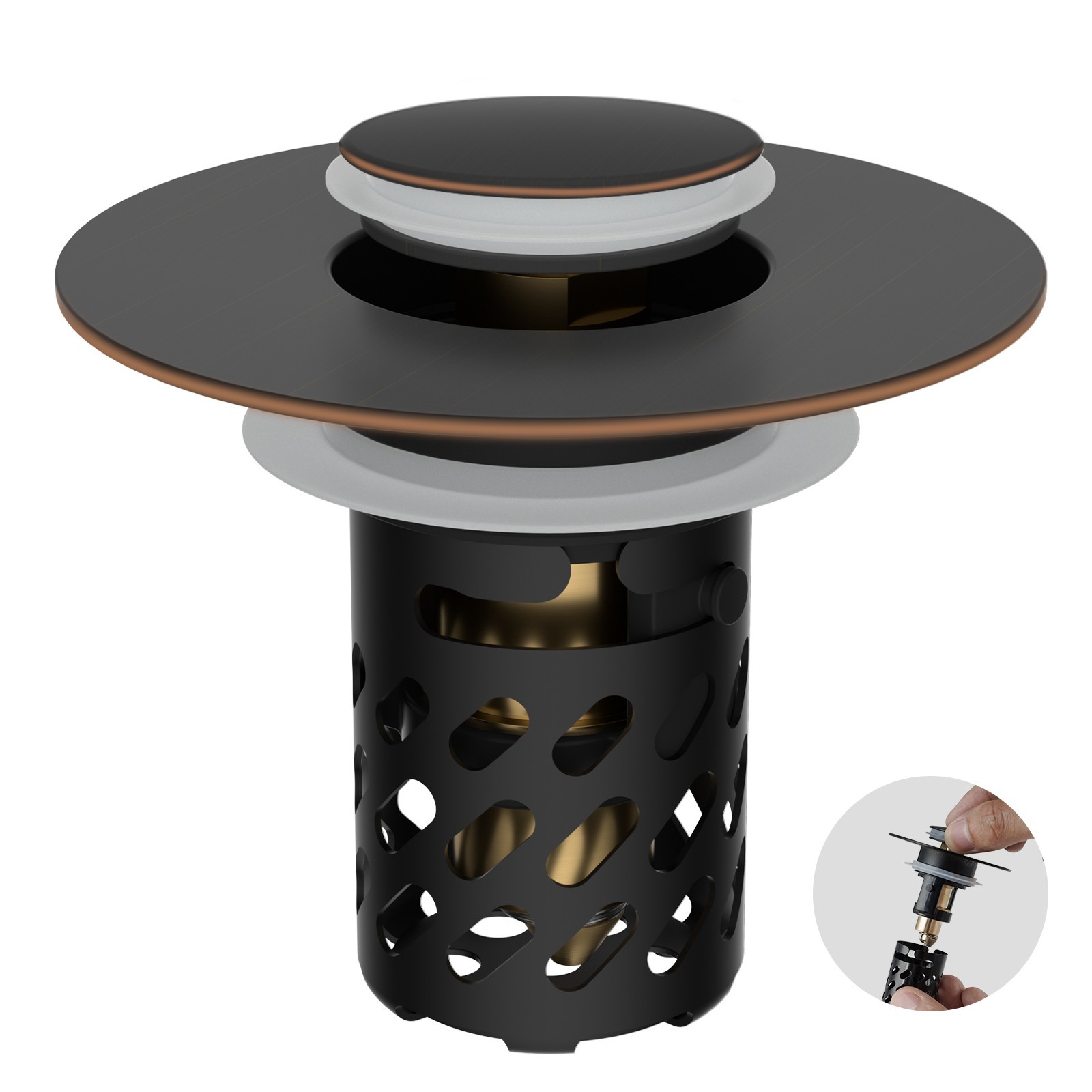 Universal Bathroom Sink Stopper Pop Up Drain Strainer Hair Catcher Filter Basket