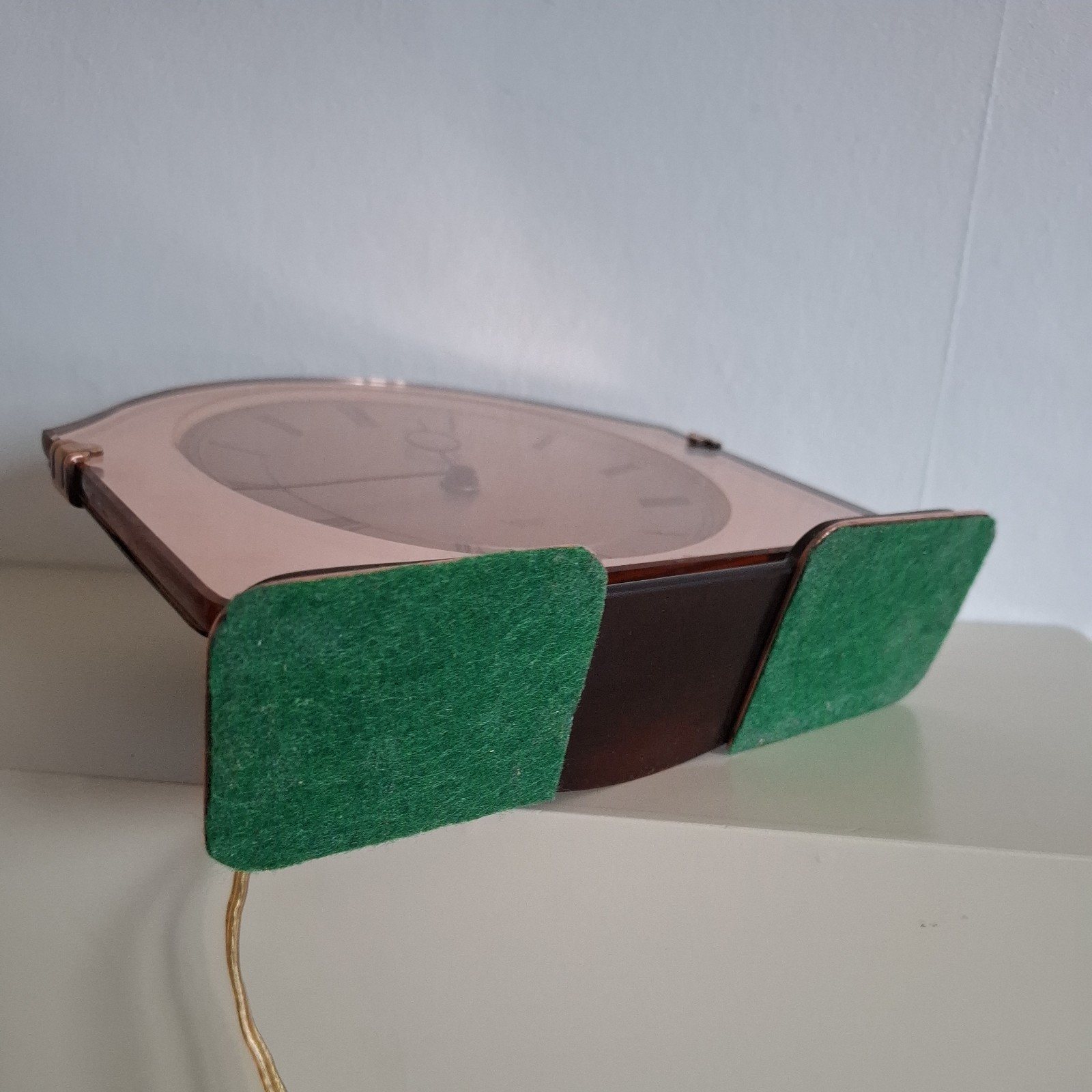 Vintagec Art Deco Peach Glass Smiths Sectric Electric Clock.