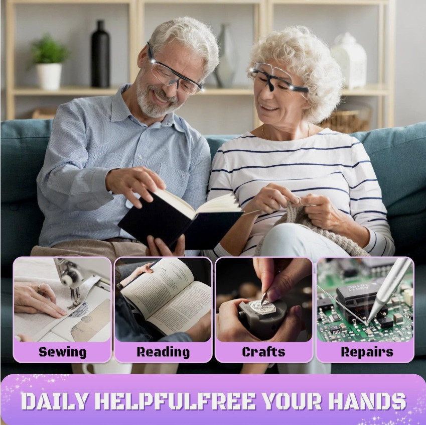 250% Magnifying Glass with Light, Rechargeable Head Magnifier Glasses with Li...