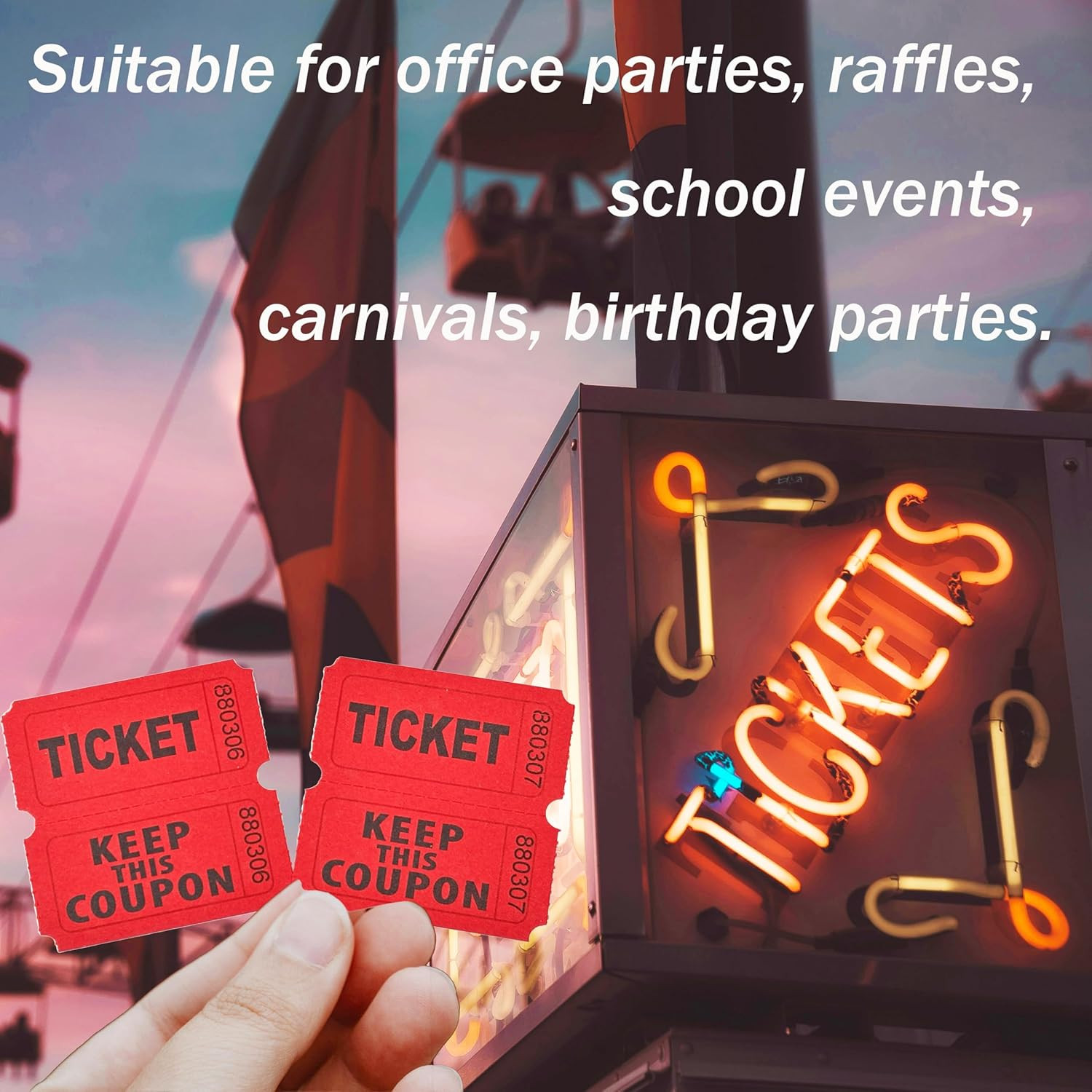 2000 Pcs 1000 Pairs Raffle Tickets, 50/50 Double Raffle Tickets, 250 Double Tick