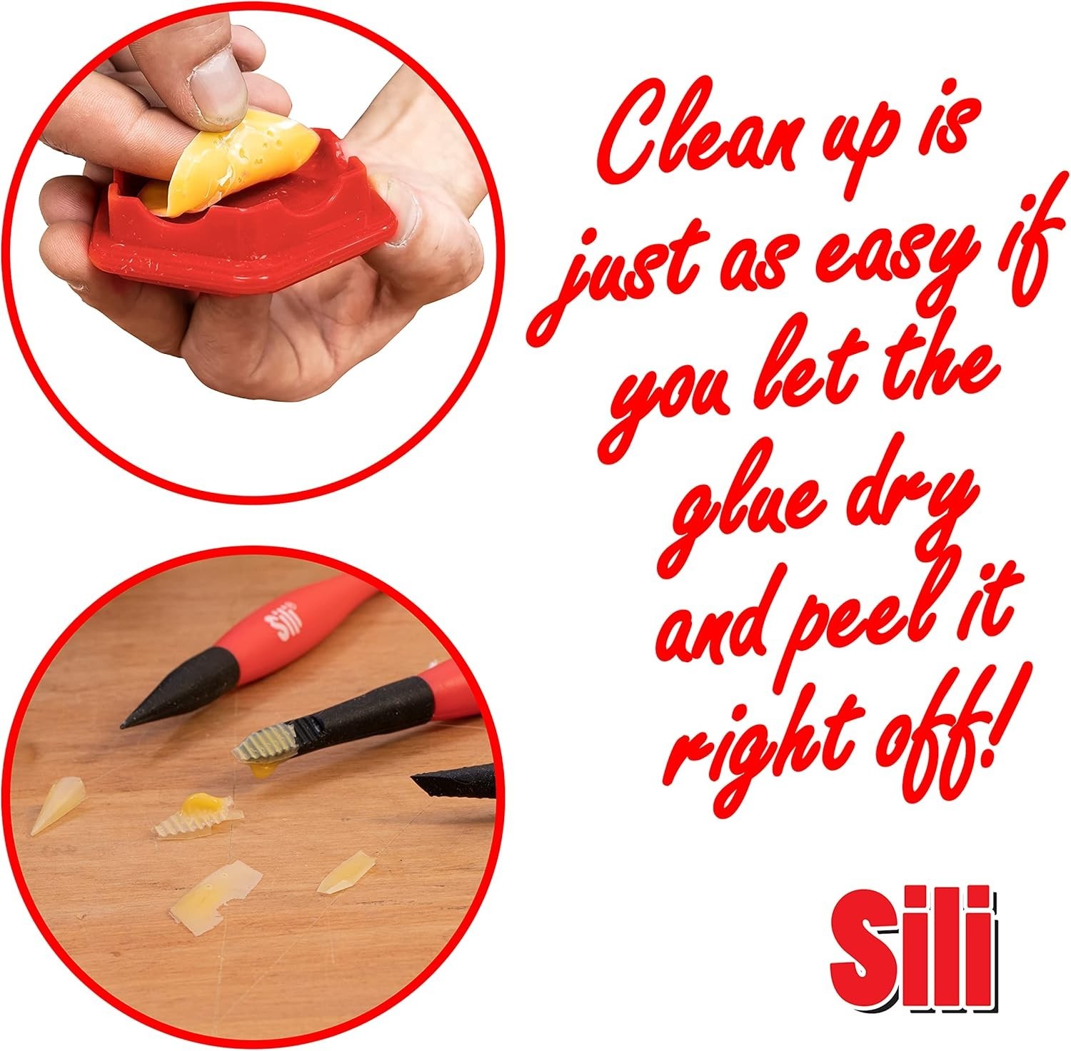 Sili Non-Stick Micro Silicone Glue Brush Wood Glue Applicator Set | Fine