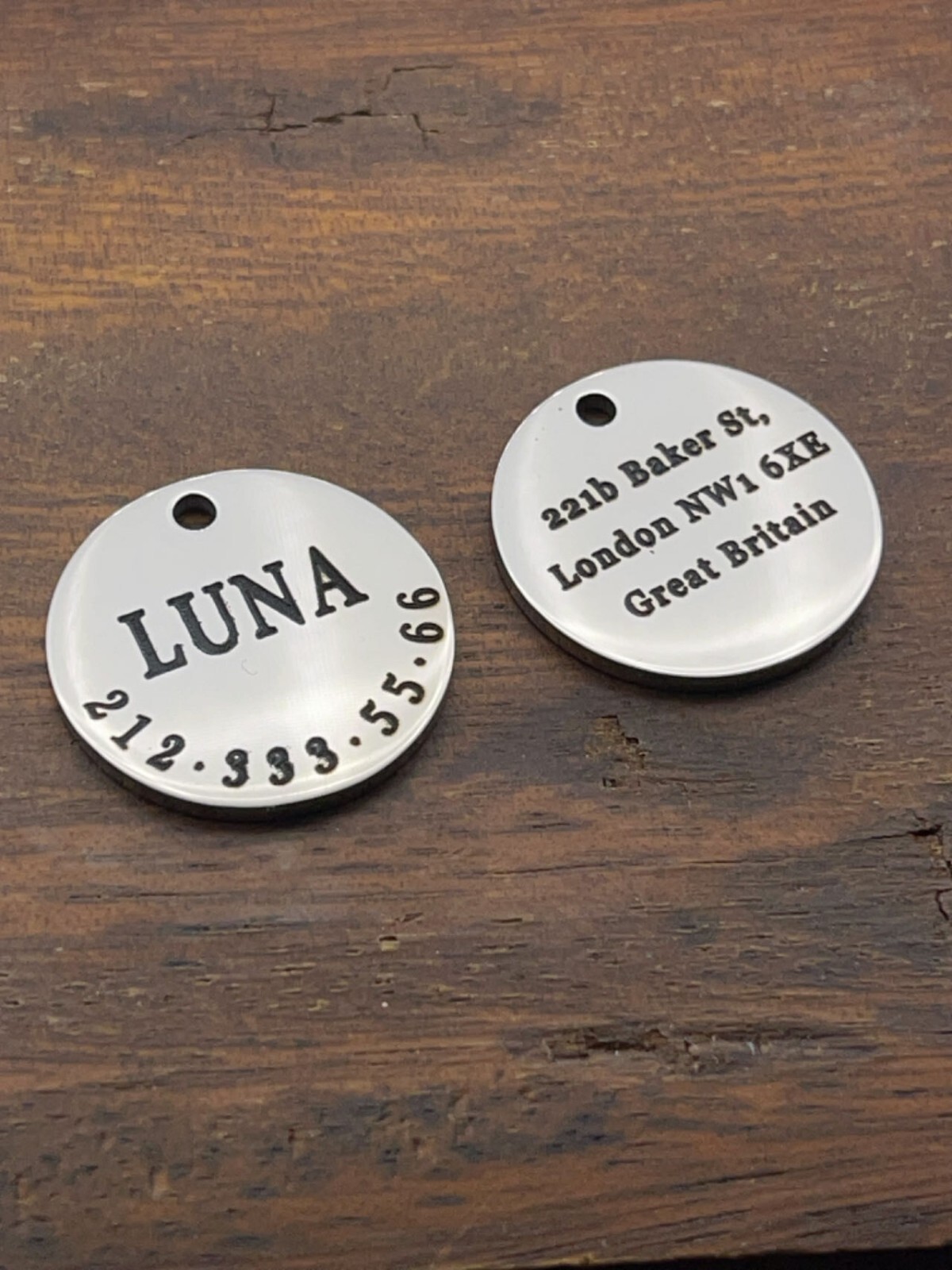Stainless Steel Dog Cat ID Tags Personalized Pet ID Tags Pet Name Tags Circle