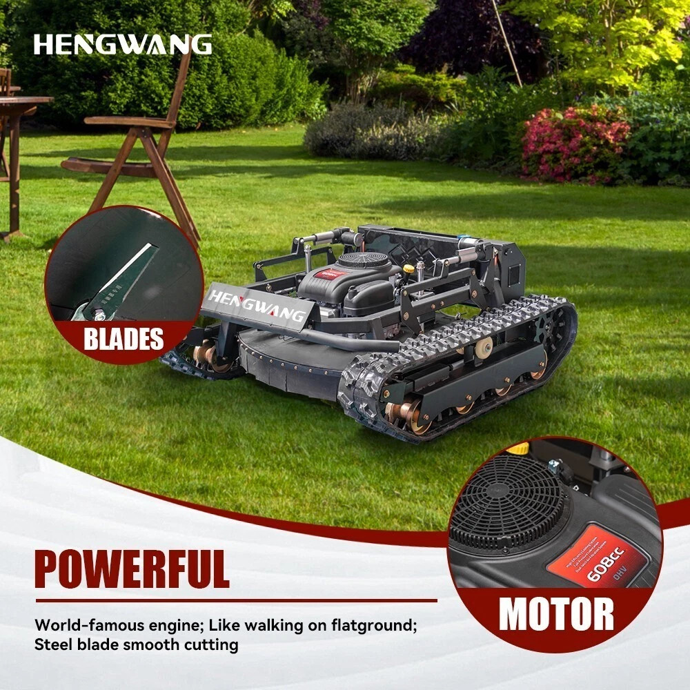 Robot remote control lawn mower 65° climbing crawler drive all terrain garden