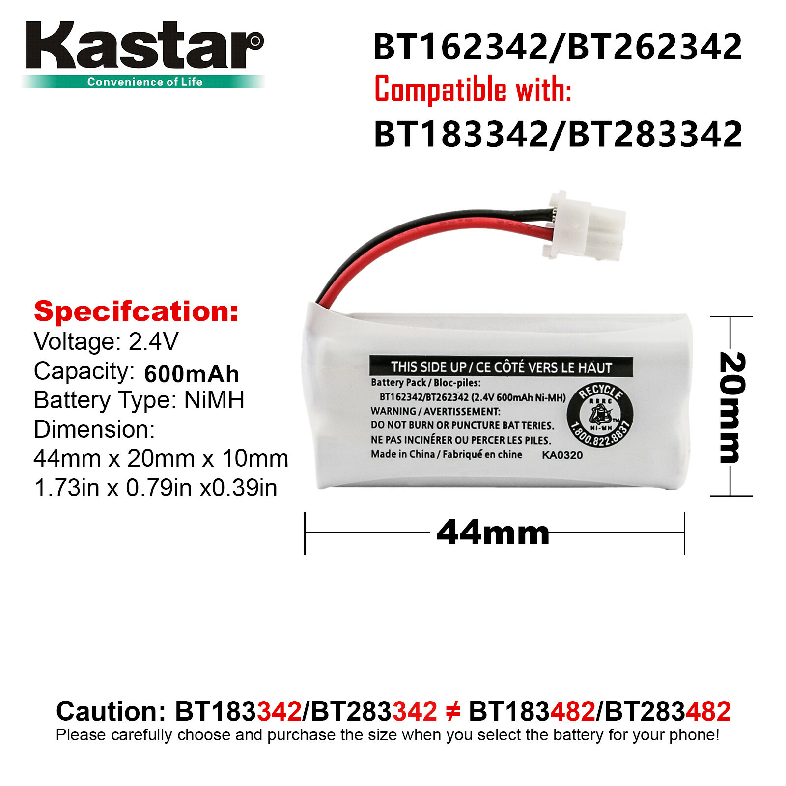 Kastar Battery for Vtech CS6429 CS6429-2 CS6429-3 CS6429-4 CS6429-5 CS6429-16