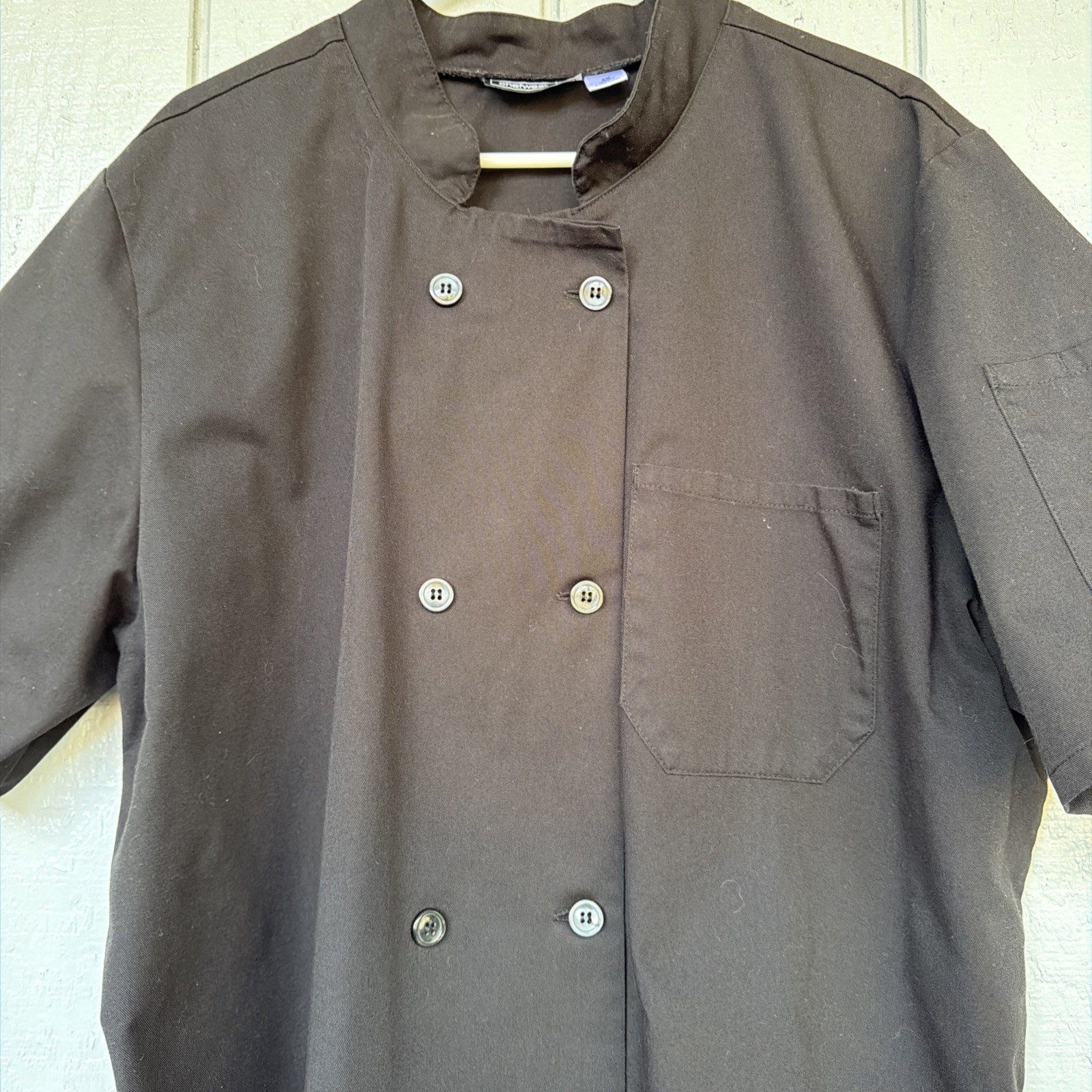 Men's Chef Coat Chefwear Jacket 3X Short Sleeve Black Button Pockets