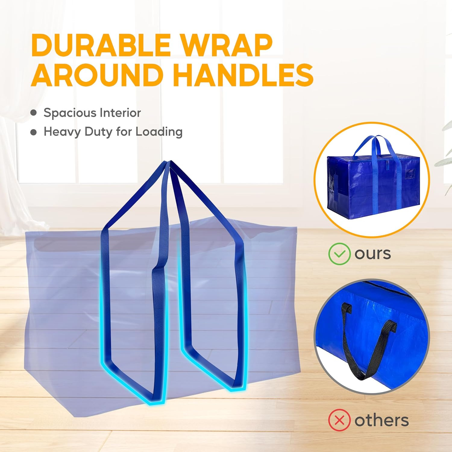 TICONN 6 Pack Extra Large Moving Bags with Zippers & Carrying Handles Heavy-D...