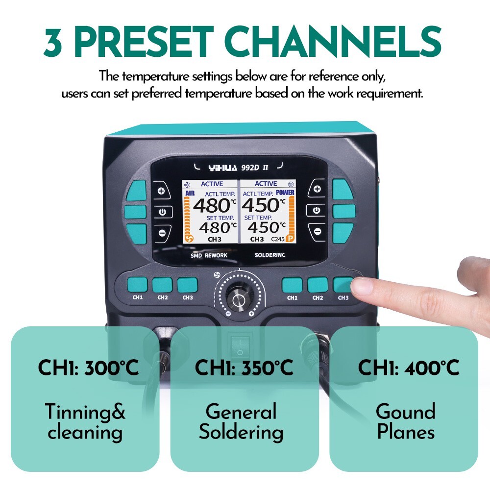 YIHUA 992D-II Hot Air Rework Station for Microscope Soldering Electronic Repair